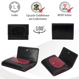Sunsa damesportemonnee. Leren portemonnee. Portemonnee met RFID-bescherming. Portemonnee gemaakt van overgebleven leer. middelgrote portemonnee voor dames met veel creditcardvakjes - portemonnee voor dames, cadeau-idee