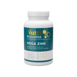 Nutripharma Mega Zink - 120 capsules. Zinc supplement for immune system support.