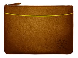 VUE LAC laptop sleeve with brown front pocket, 38cm Yellow border