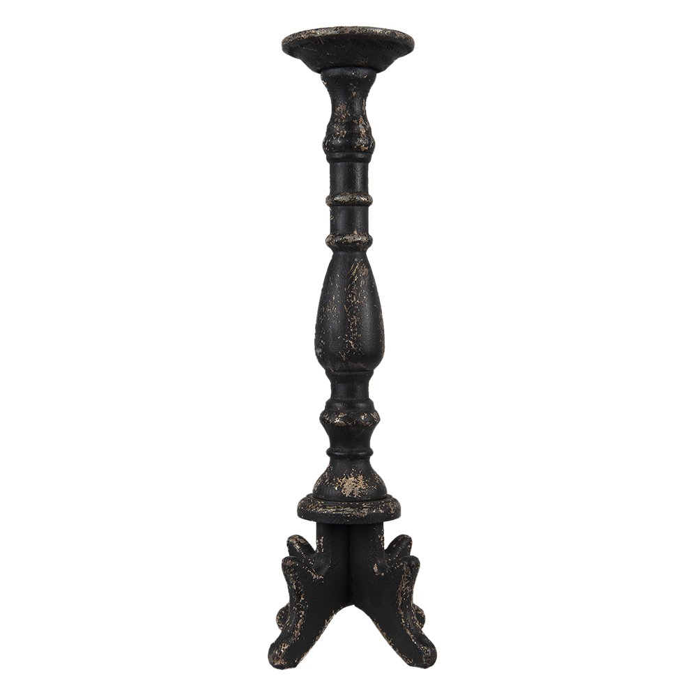 Kandelaar 60 cm Zwart Hout Kaarsenstandaard