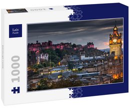 A 1000-piece puzzle depicting the iconic Edinburgh Castle at night, with the city's skyline illuminated in the background.