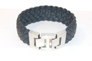 Herrenarmband geflochtenes Nappaleder breit navy