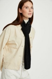 Ballina Aran Buttoned Loop Scarf - Black