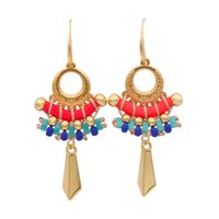ATRATO colorful boho golden earrings with dagger pendants