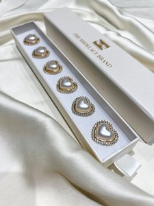 Kickan - Pearl Heart Button Charm Gold