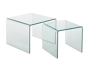 J-Line bijzettafel - glas - transparant - set van 2
