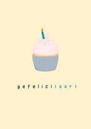 Elegant birthday card with a hand-drawn illustration of two champagne flutes clinking together. The card has the word "Proost" written in cursive script, which means "Cheers" in Dutch.