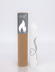 Stabkerze, weiß/anthrazit "HERZ LIEBLINGSMENSCH"