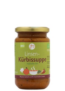 Lentil pumpkin soup Indian style organic