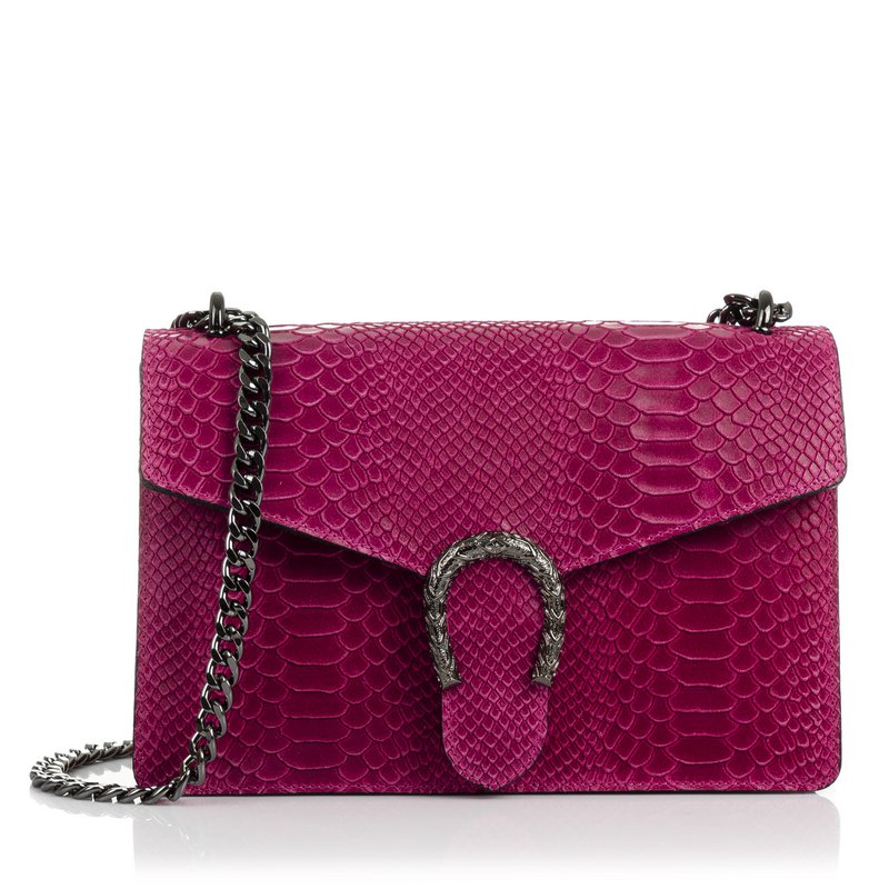 Florence Artegiani. Luce Damenhandtasche. Schlangenleder-Gravur aus echtem Wildleder