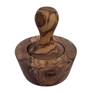 Vijzel met brede stamper Ø 12 cm knoflookvijzel olijfhout