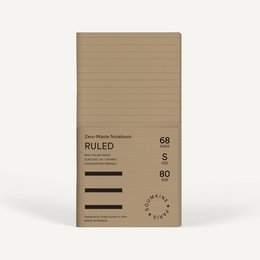 A ruled, zero-waste notebook in a brown sugar color.