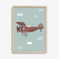 Llama Aviator Poster - BlueSky - Cotton - Rose Taupe, Eco Paper & Packaging