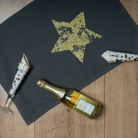 Geschirrtuch grau, STERN, gold