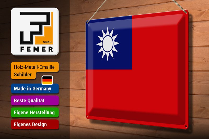 Tin Sign Flag China 40x30cm Flag of Taiwan