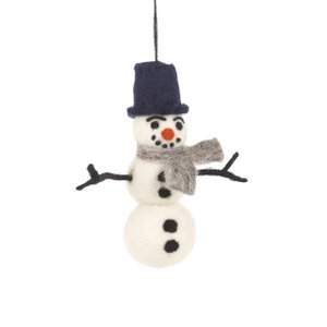 Handgemaakte vilten William Snowman biologisch afbreekbare hangende decoratie