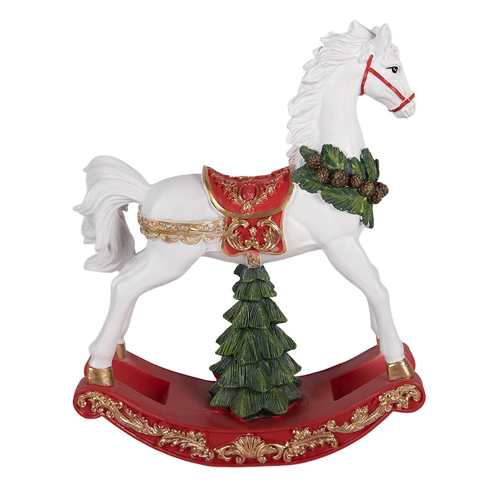 Kerstdecoratie Beeld Hobbelpaard 32x12x39 cm Wit Kunststof