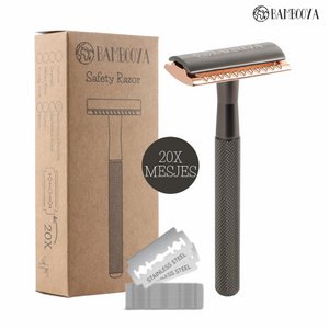 Safety Razor + 20 Razor Blades – Black & Gold