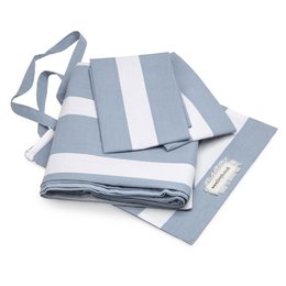 Set copripiumino e federa a righe sottili reversibili blu freddo