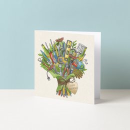  A whimsical Father's Day card featuring a moon and a heart-shaped cloud, with the text "I love you to the moon and back".