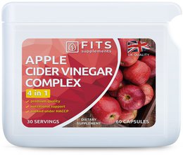  Apple cider vinegar complex supplement in capsule form, containing 60 capsules. Supports digestion, weight management, and immune health.