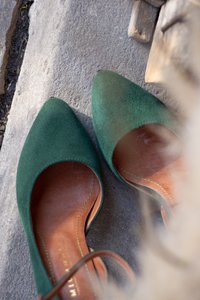 Handmade Suede heels (8 cm) - Vivienne - Green Vintage Shoes 35-42