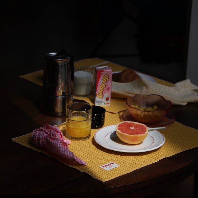 Plain Textured Placemat - Mustard Waffle - Set of 2