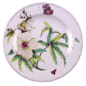 Teller aus Metall mit botanischem Dessert