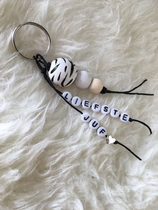 Liefste juf - Zebra sleutelhanger