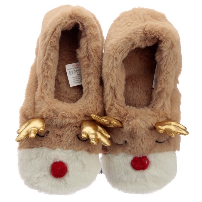 Pantofole riscaldanti con renne natalizie in peluche Toesties Commercio  all'ingrosso in linea