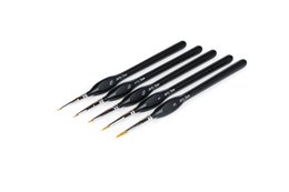 A set of 6 black premium artist paint brushes with long handles, suitable for wall art and painting.
