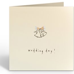 Elegant wedding card with hand-drawn wedding bells design. Suitable for wedding invitations, announcements, or well-wishes.