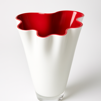 Vase glass wavy two-tone white red table vase glass vase 21 x 21 x 30 cm