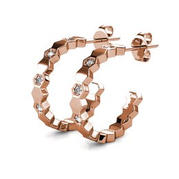 Geschwungene Ohrringe – Roségold und Kristall