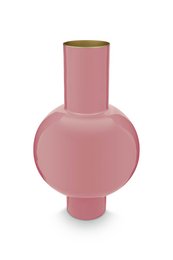 Medium-sized pink metal vase, 24x40cm in size, suitable for home decor.