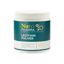 Lecithin powder supplement in a 250 gram container. Lecithin is a natural emulsifier and source of choline.