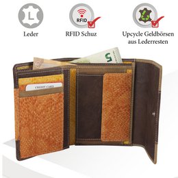 Sunsa damesportemonnee. Leren portemonnee. Portemonnee met RFID-bescherming. Portemonnee gemaakt van overgebleven leer. middelgrote portemonnee voor dames met veel creditcardvakjes - portemonnee voor dames, cadeau-idee