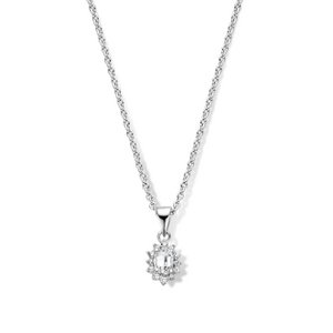 New Bling 9NB 0532 Zilveren Ketting Dames - Hanger - Zirkonia - Entourage - 10mm - 40+5cm Zilverkleurig