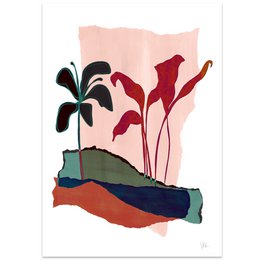 Dunkle Lilie abstraktes Blatt Kunstdruck