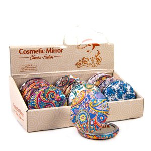 Kosmetikspiegel rund im Boho-Stil 1 - 12er-Set - 7,5 x 7,5 x 1cm