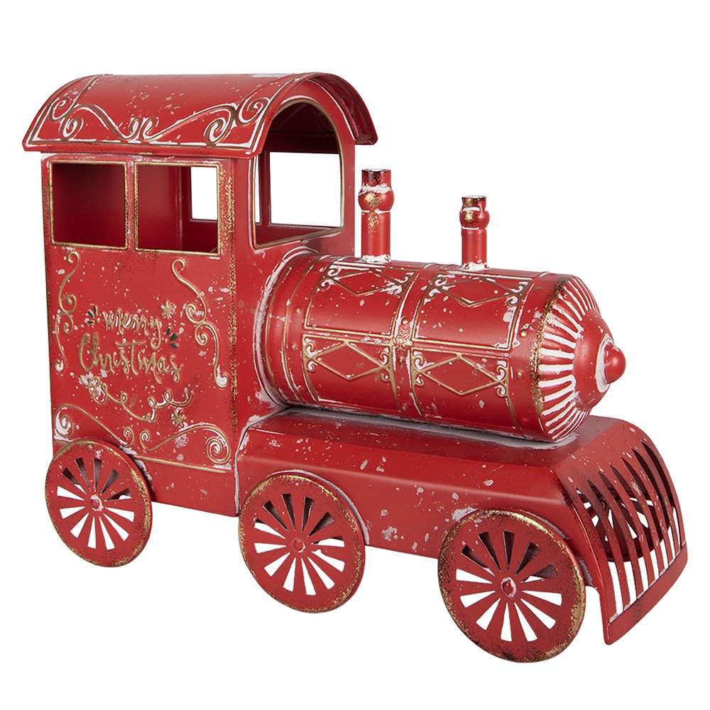 Kerstdecoratie Beeld Trein 69x15x28 cm Rood Metaal