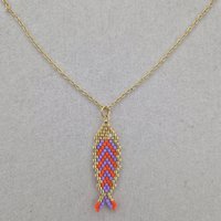 Ketting met Miyuki visje - Oranje Paars