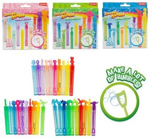 Mini souffleur de bulles, 10 pièces, 5 ml, 3 couleurs assorties, 12,5 x 13 cm