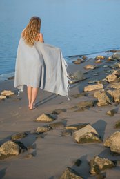 Hammam Towel Fouta Waffle Stripes - Light Gray - 100x200cm
