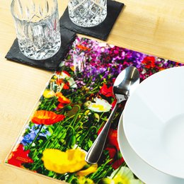Artipics placemats flower meadow 4 piece placemats washable plastic each 42 x 30 cm summery colorful flowers natural table decoration for the kitchen, dining area, guests, indoors, outdoors