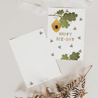 Birthday card - Happy BEE-Day - postcard bees / beehive