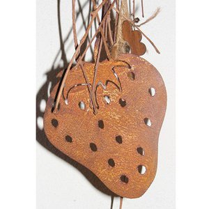 Aardbei om op te hangen | patina raamdecoratie | 13 cm x 10 cm