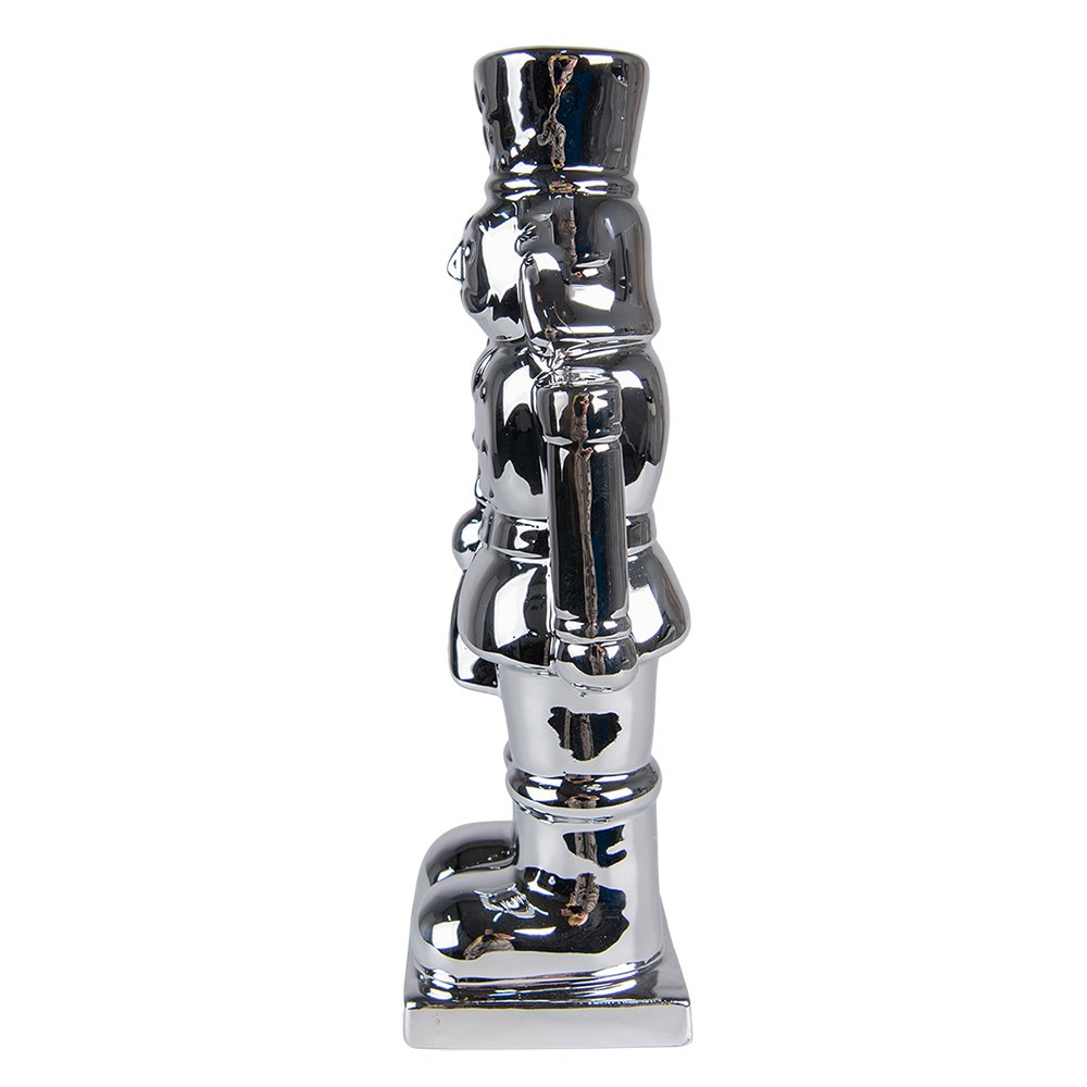 Beeld Notenkraker 23 cm Zilverkleurig Porselein Kerstdecoratie