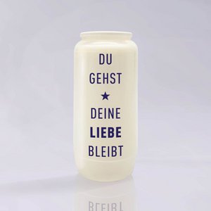 Graflicht, donkerblauw "YOU GO, YOUR LOVE STAYS", eeuwig lichte oliekaars 14 x 6,5 cm