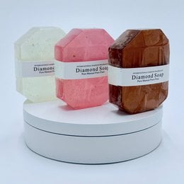 Diamond-shaped luxury hand soap, white pink brown colors, elegant gift soap, scented bar soap